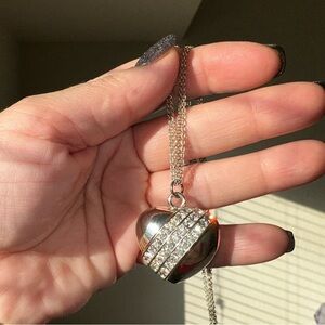 Diamond heart 3D puffy sterling silver with 18’ chain
